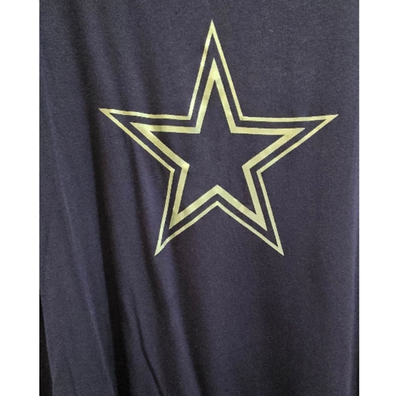 Dallas Cowboys Navy T-Shirt with Silver Sequin Sleeves - Picture 2 of 5